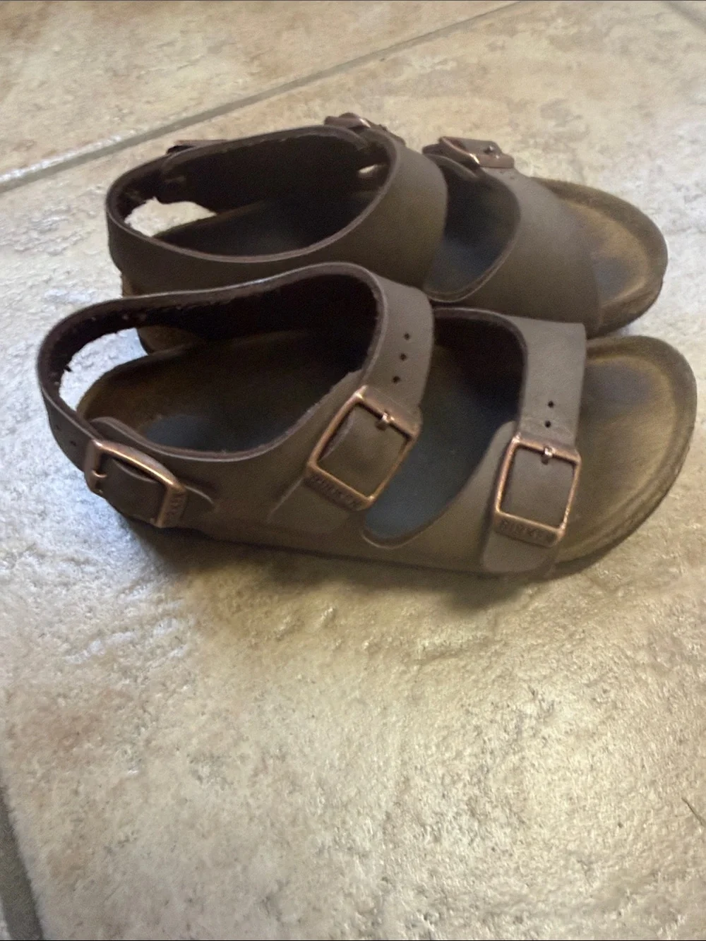 Birkenstock Kids Dark Brown Double-Strap Buckle Sandals